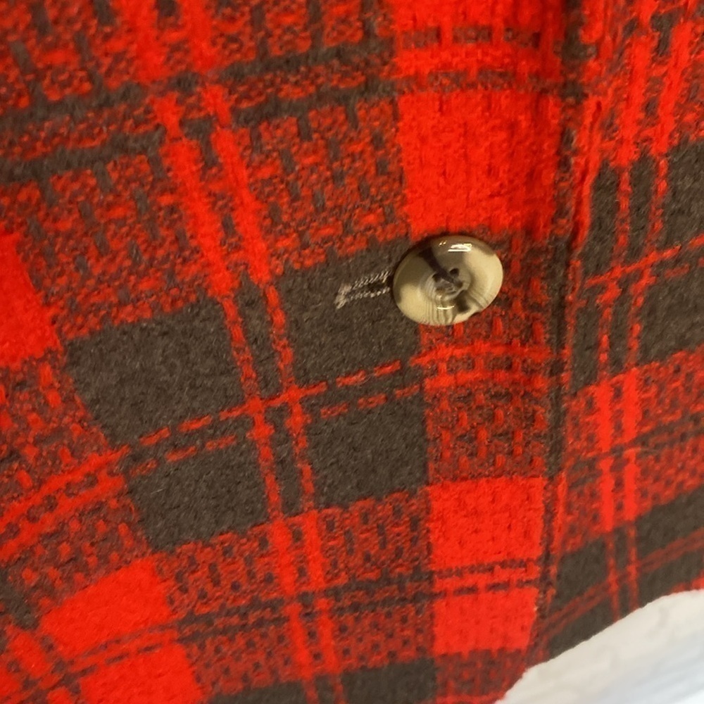 Vintage Reitmans Red Plaid Tartan Wool Blend Button Up Blazer Pockets Size L - Picture 12 of 17